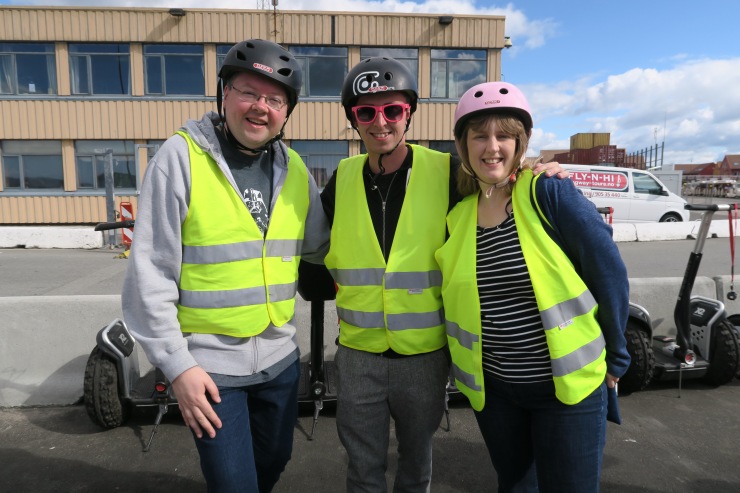Kristiansand - June 2017 - Jason, Tom (entertainment staff) and Joanne getting ready for Segway